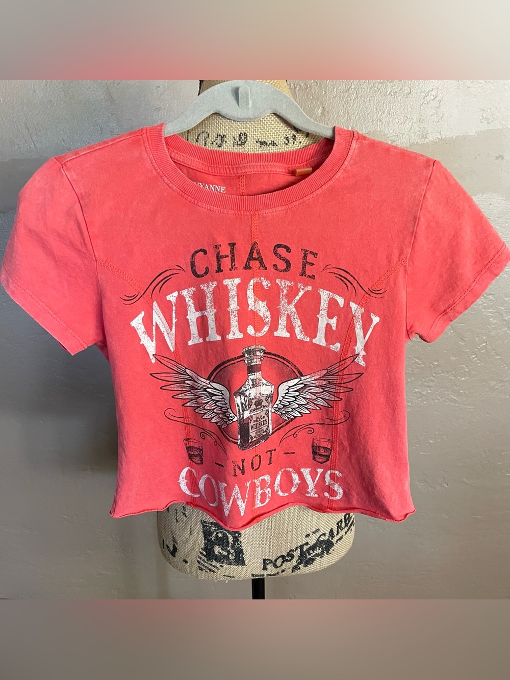 Shyanne Red Chase Whiskey Not Cowboys cotton cropped Graphic Tee